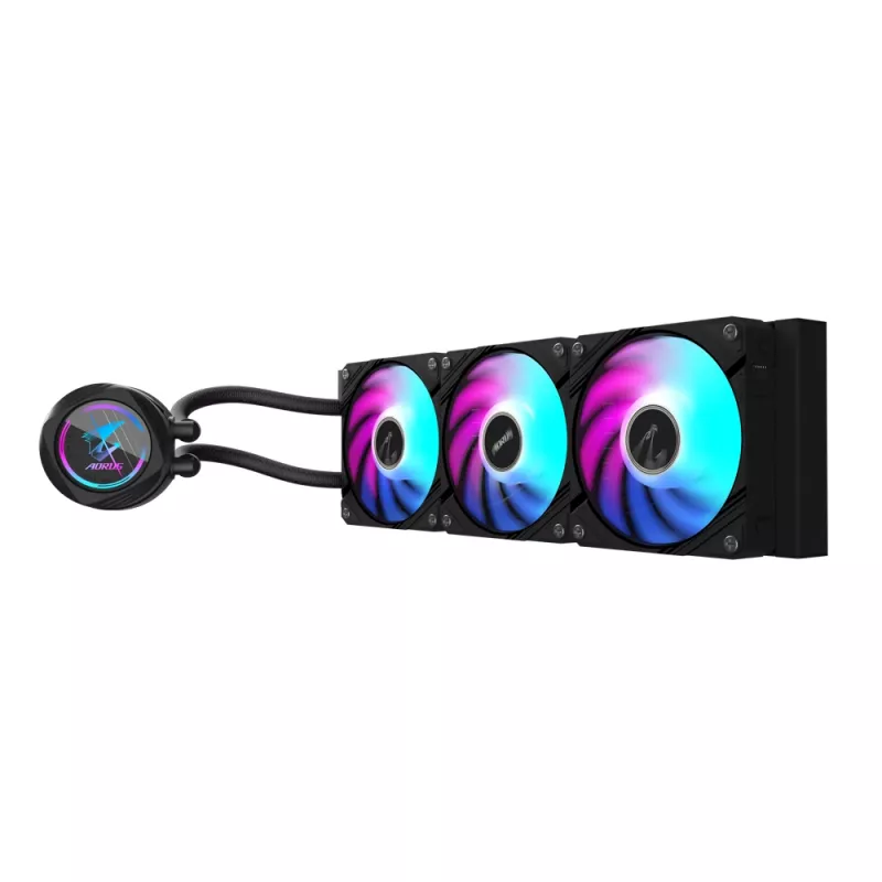GIGABYTE AORUS WATERFORCE II 360 AIO šķidruma CPU dzesētājs - 3x120mm ARGB ventilatori, iebīdāms bloķēšanas mehānisms, DAISY-CHAIN, saderīgs ar Intel LGA 1851 un AMD AM5
