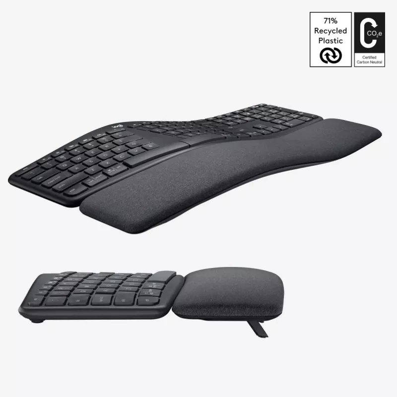 LOGITECH Ergo K860 - Bezvadu sadalītā tastatūra Graphite Qwerty US/starptautiskā