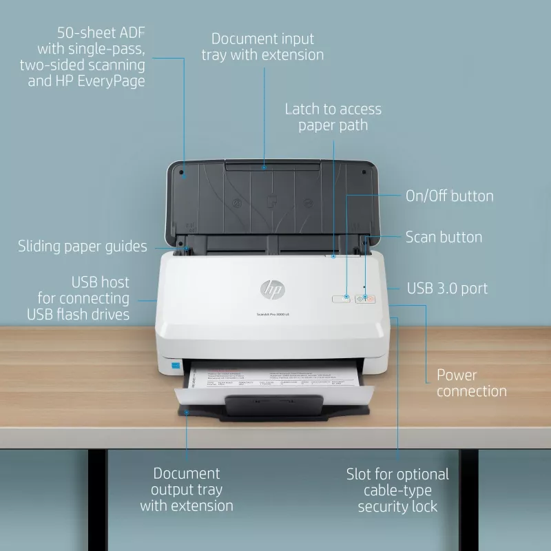 HP Scanjet Pro 3000 s4 dokumentu skeneris 600 x 600 DPI A4 Melns, Balts