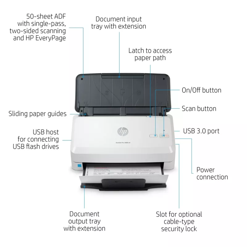 HP Scanjet Pro 3000 s4 dokumentu skeneris 600 x 600 DPI A4 Melns, Balts