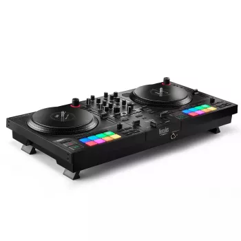 Hercules INPULSE T7 Melns DJ kontrolieris — 3.5 mm/6.35 mm austiņas, USB kabelis, 652×350×90 mm