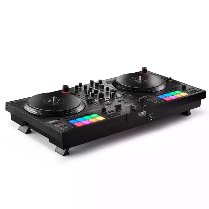 Hercules INPULSE T7 Melns DJ kontrolieris — 3.5 mm/6.35 mm austiņas, USB kabelis, 652×350×90 mm