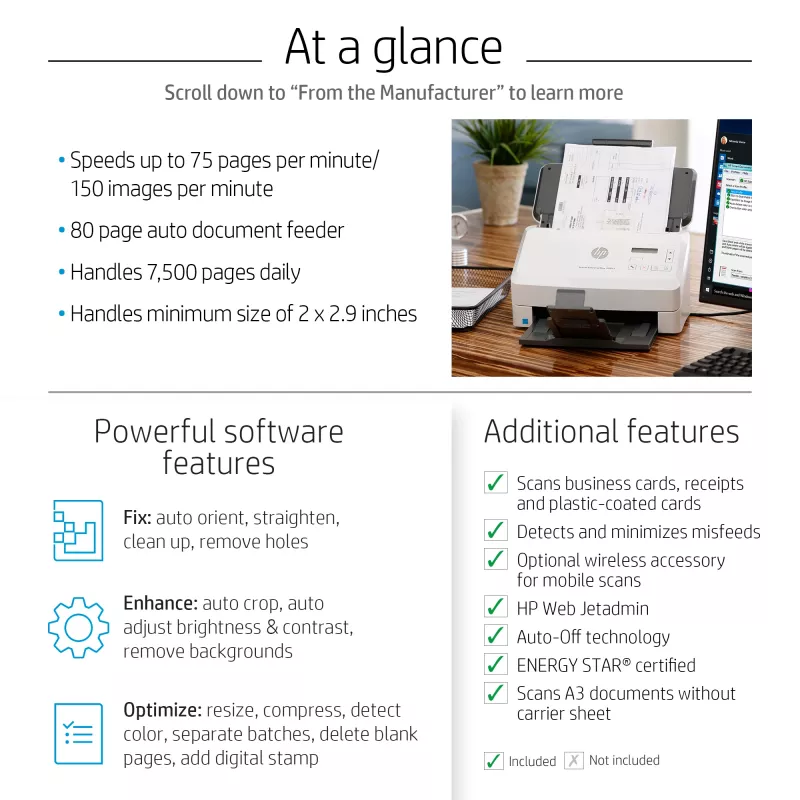 HP Scanjet Enterprise Flow 7000 s3 lokšņu padeves skeneris 600 x 600 DPI A4 balts