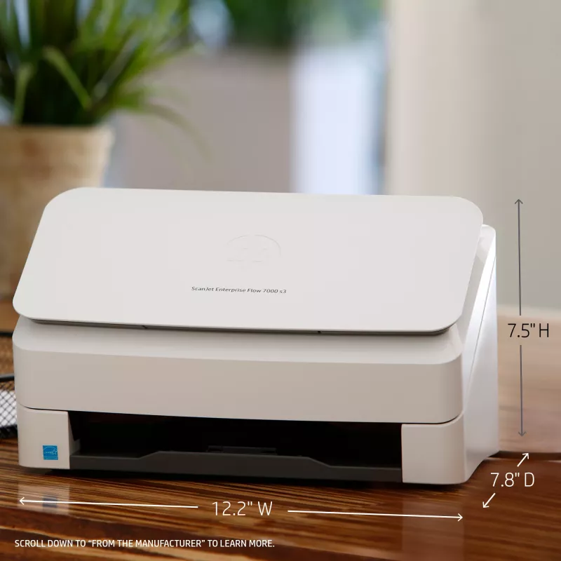 HP Scanjet Enterprise Flow 7000 s3 lokšņu padeves skeneris 600 x 600 DPI A4 balts