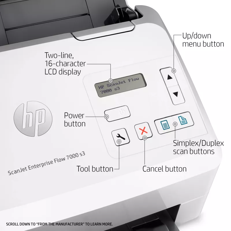 HP Scanjet Enterprise Flow 7000 s3 lokšņu padeves skeneris 600 x 600 DPI A4 balts