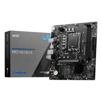 Mātesplate MSI PRO H610M-E — Intel H610, LGA 1700, micro ATX, DDR5, 2x DIMM, max 96 GB, 2.5Gb LAN, HDMI, 4x SATA III