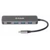 D-Link 5-in-1 USB-C centrmezgls ar HDMI/jaudas piegādi