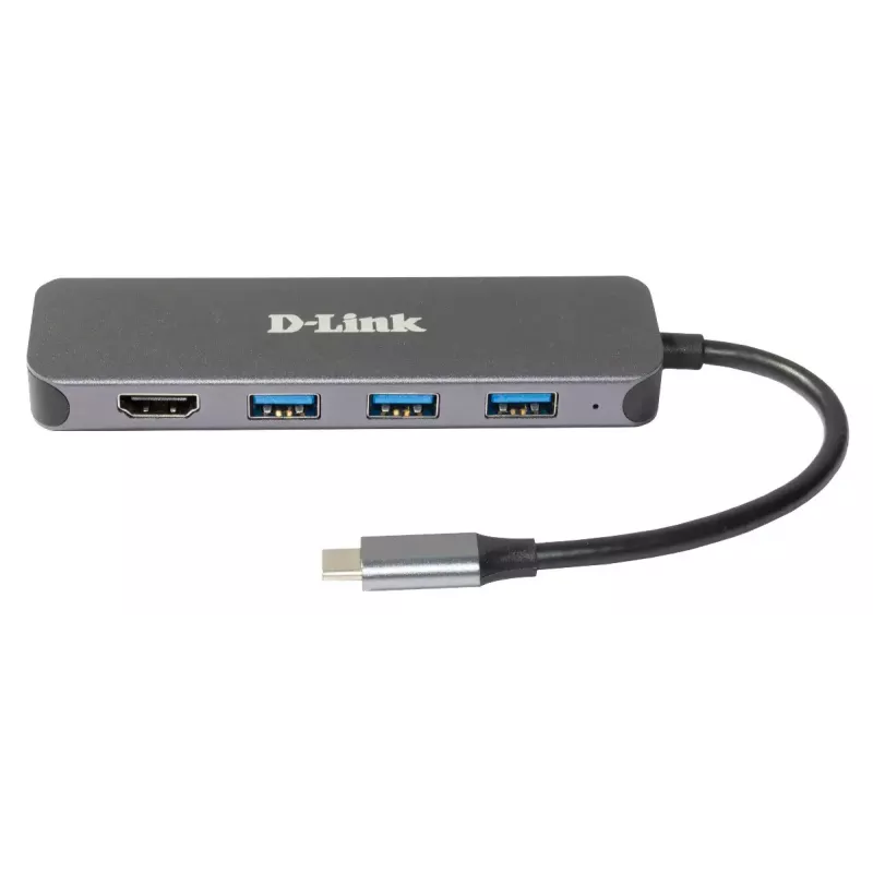 D-Link 5-in-1 USB-C centrmezgls ar HDMI/jaudas piegādi