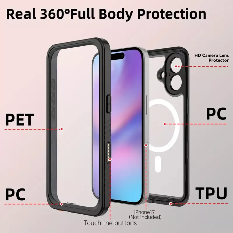 Vāciņš 4smarts iPhone 17 16 cm (6,3 collas) Melns Caurspīdīgs