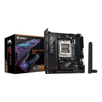 GIGABYTE B850I AORUS PRO mātesplate - AMD Ryzen 9000 sērijas CPU, 8+2+1 fāžu digitālais VRM, līdz 8400MHz DDR5 (OC), 1xPCIe 5.0 + 1xPCIe 4.0 M.2, 2.5LAN, WIFI 7, USB 3.2 Gen 2