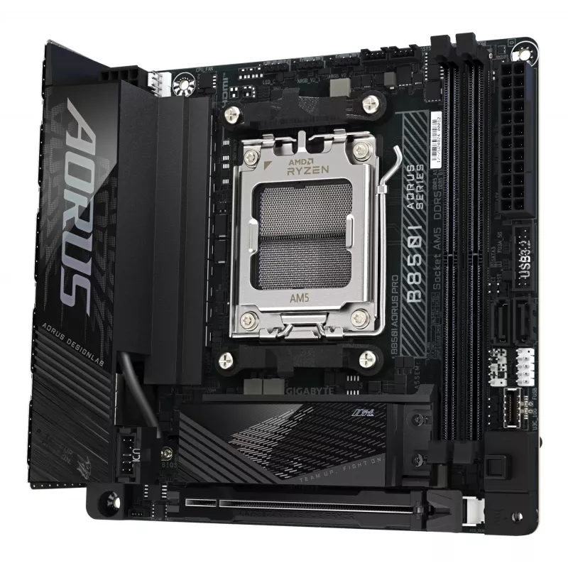GIGABYTE B850I AORUS PRO mātesplate - AMD Ryzen 9000 sērijas CPU, 8+2+1 fāžu digitālais VRM, līdz 8400MHz DDR5 (OC), 1xPCIe 5.0 + 1xPCIe 4.0 M.2, 2.5LAN, WIFI 7, USB 3.2 Gen 2