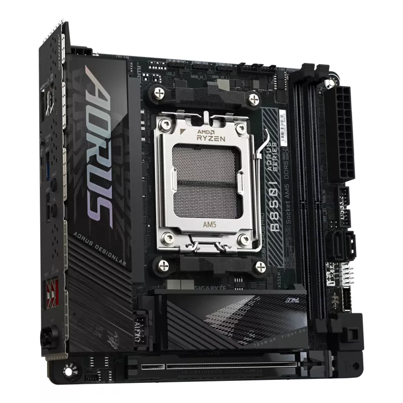 GIGABYTE B850I AORUS PRO mātesplate - AMD Ryzen 9000 sērijas CPU, 8+2+1 fāžu digitālais VRM, līdz 8400MHz DDR5 (OC), 1xPCIe 5.0 + 1xPCIe 4.0 M.2, 2.5LAN, WIFI 7, USB 3.2 Gen 2