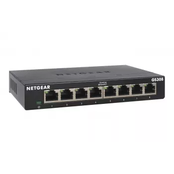 NETGEAR GS308-300PES tīkla slēdzis Nepārvaldāms L2 Gigabit Ethernet (10/100/1000) Melns