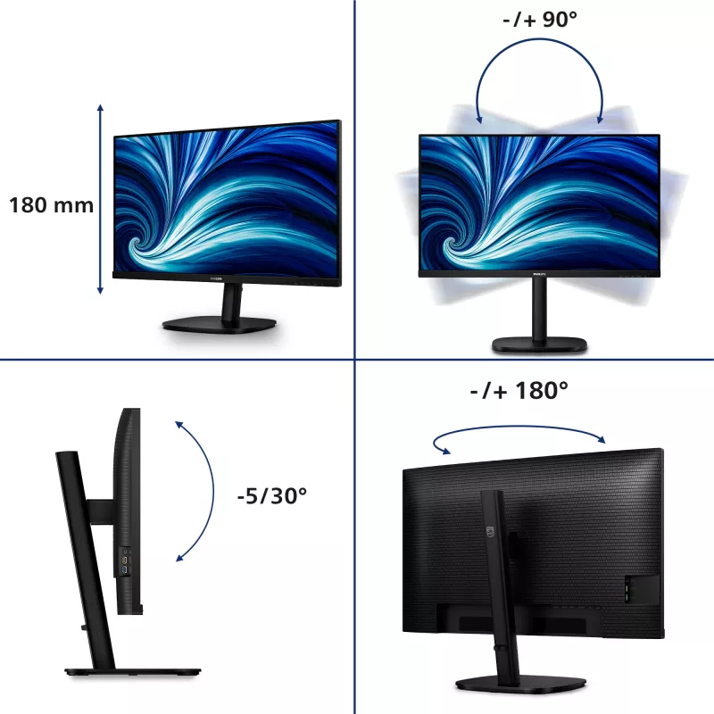 Philips 32B2U3601/00 datora monitors 80 cm (31,5 collas) 2560 x 1440 pikseļi Quad HD LCD Melns