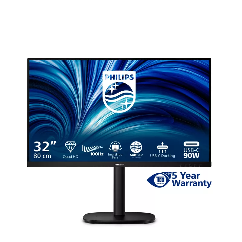 Philips 32B2U3601/00 datora monitors 80 cm (31,5 collas) 2560 x 1440 pikseļi Quad HD LCD Melns