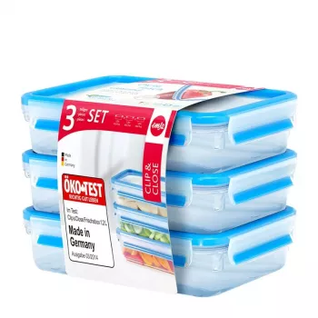 EMSA 515645 pārtikas uzglabāšanas trauks Taisnstūra kaste 1,2 L Caurspīdīgs 3 gab.