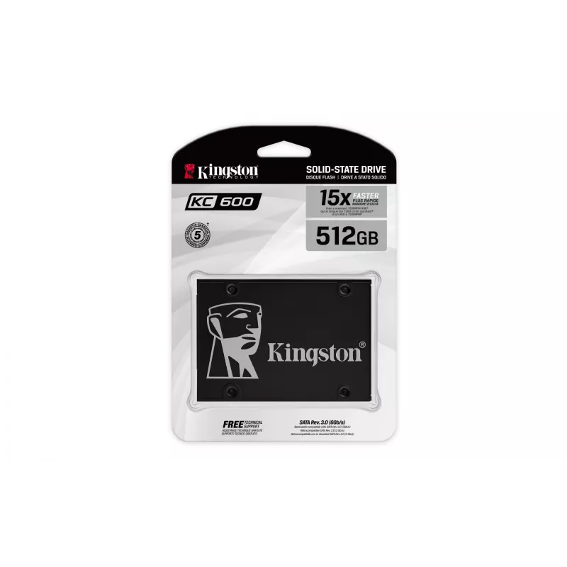 Kingston Technology 512G SSD KC600 SATA3 2.5 collas, 512 GB, 2.5 collas, 550 MB/s, 6 Gbit/s