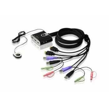 ATEN 2-portu USB HDMI KVM slēdzis ar audio, 1920 x 1200 pikseļi, WUXGA, 0,72 W, melns