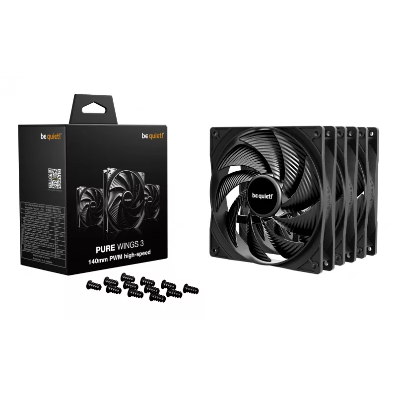 be quiet Pure Wings 3 140mm | PWM high-speed Triple Pack Computer case Fan 14 cm Melns 3 gab.