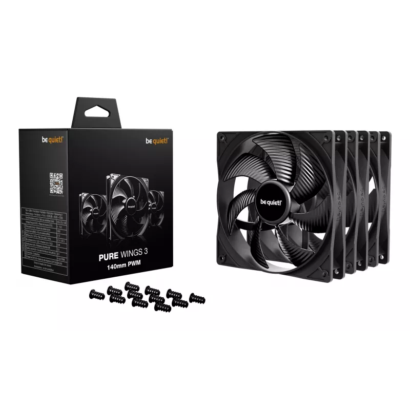 be quiet! Pure Wings 3 140mm | PWM Triple Pack datora korpusa ventilators 14 cm Melns 3 gab.