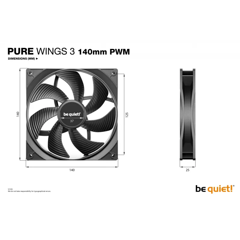 be quiet! Pure Wings 3 140mm | PWM Triple Pack datora korpusa ventilators 14 cm Melns 3 gab.