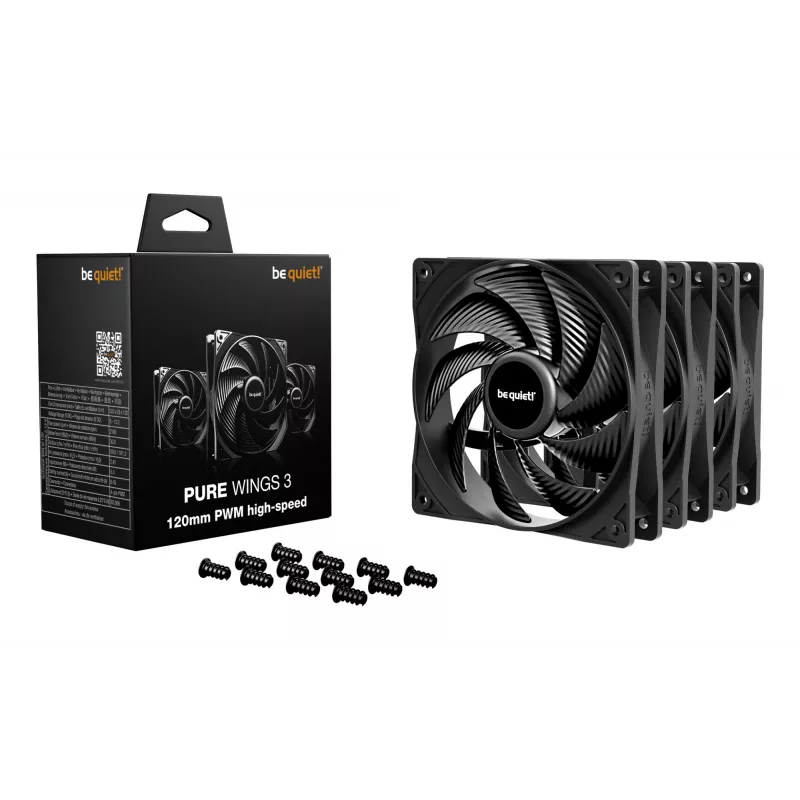 be quiet Pure Wings 3 120mm | PWM high-speed Triple Pack datora korpusa ventilators 12 cm melns 3 gab.