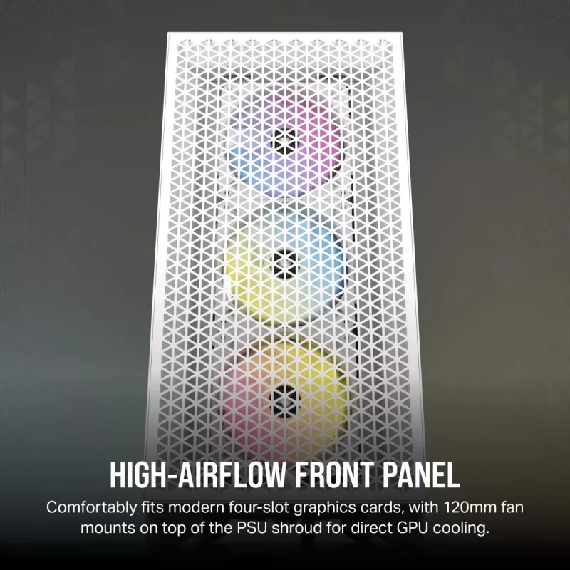 CORSAIR vidēja izmēra datora korpuss - 3000d RGB Airflow - Balts