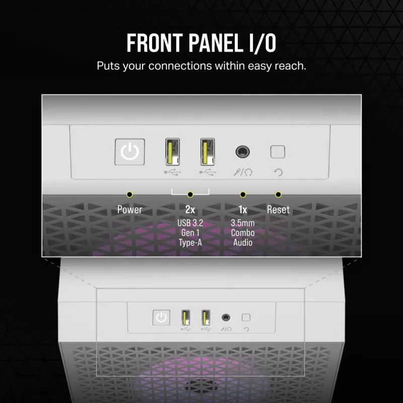 CORSAIR vidēja izmēra datora korpuss - 3000d RGB Airflow - Balts