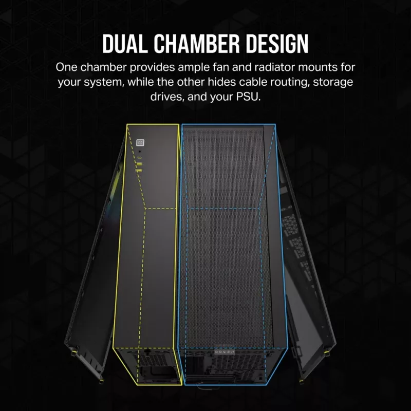 CORSAIR datora korpuss - iCUE LINK 2500X RGB Micro ATX divkameru melns
