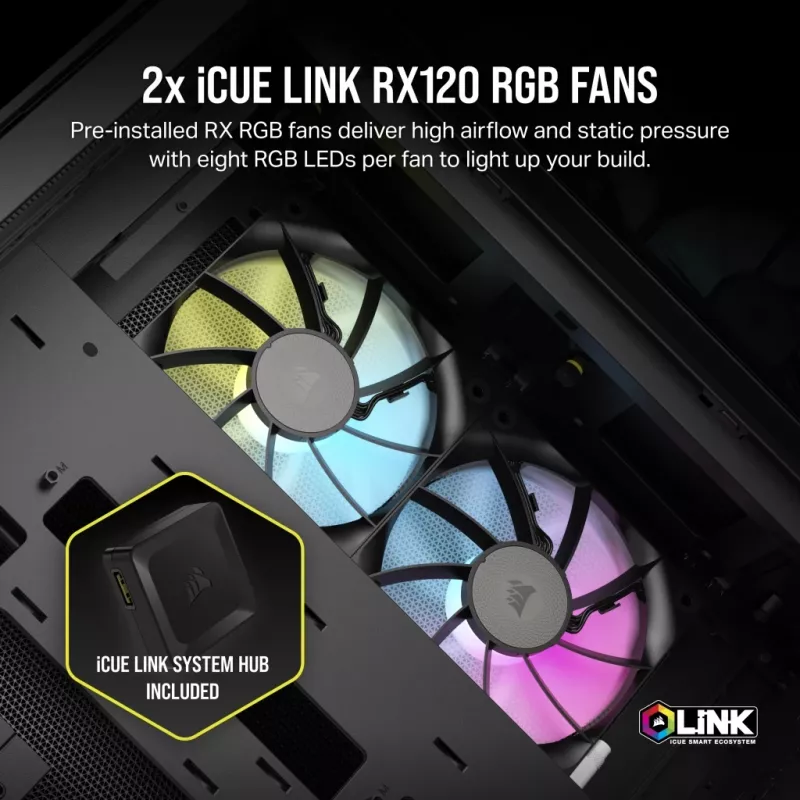 CORSAIR datora korpuss - iCUE LINK 2500X RGB Micro ATX divkameru melns