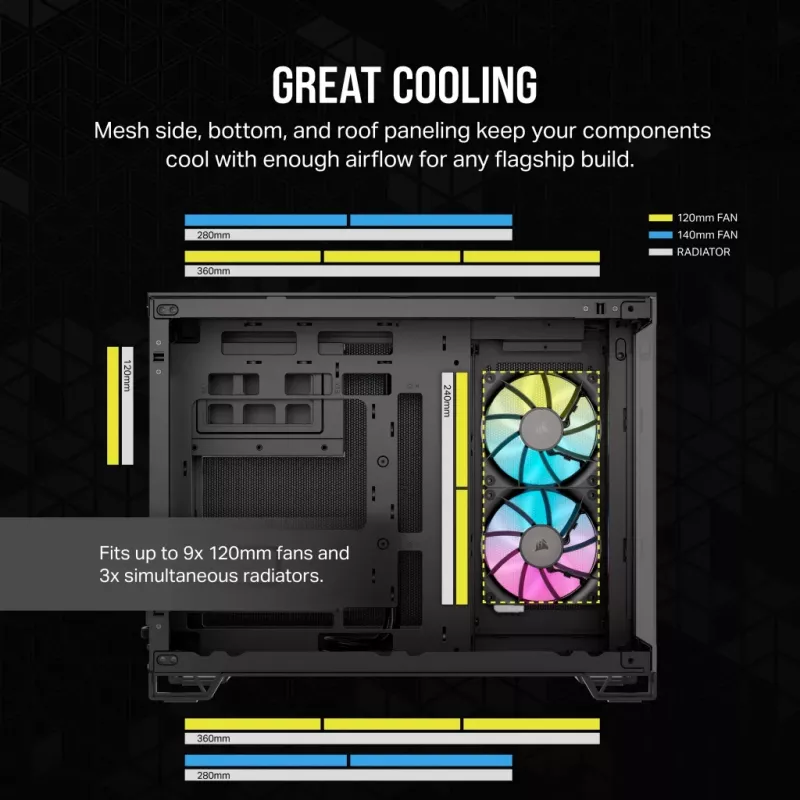 CORSAIR datora korpuss - iCUE LINK 2500X RGB Micro ATX divkameru melns