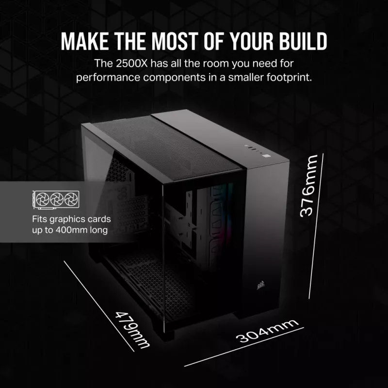 CORSAIR datora korpuss - iCUE LINK 2500X RGB Micro ATX divkameru melns