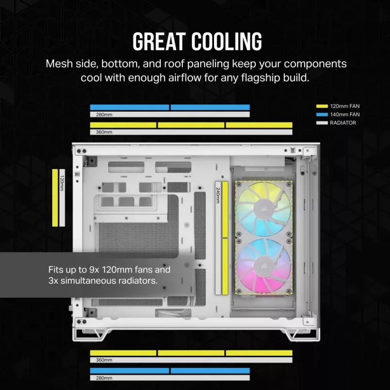 CORSAIR datora korpuss - Icue Link 2500x RGB Micro ATX dubultkameru balts