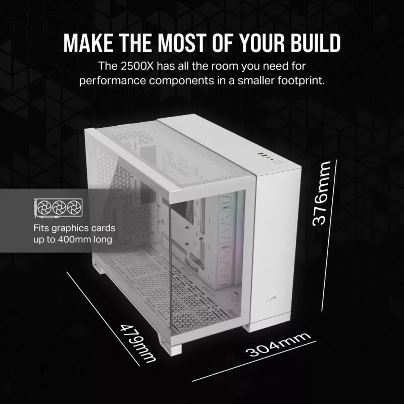CORSAIR datora korpuss - Icue Link 2500x RGB Micro ATX dubultkameru balts