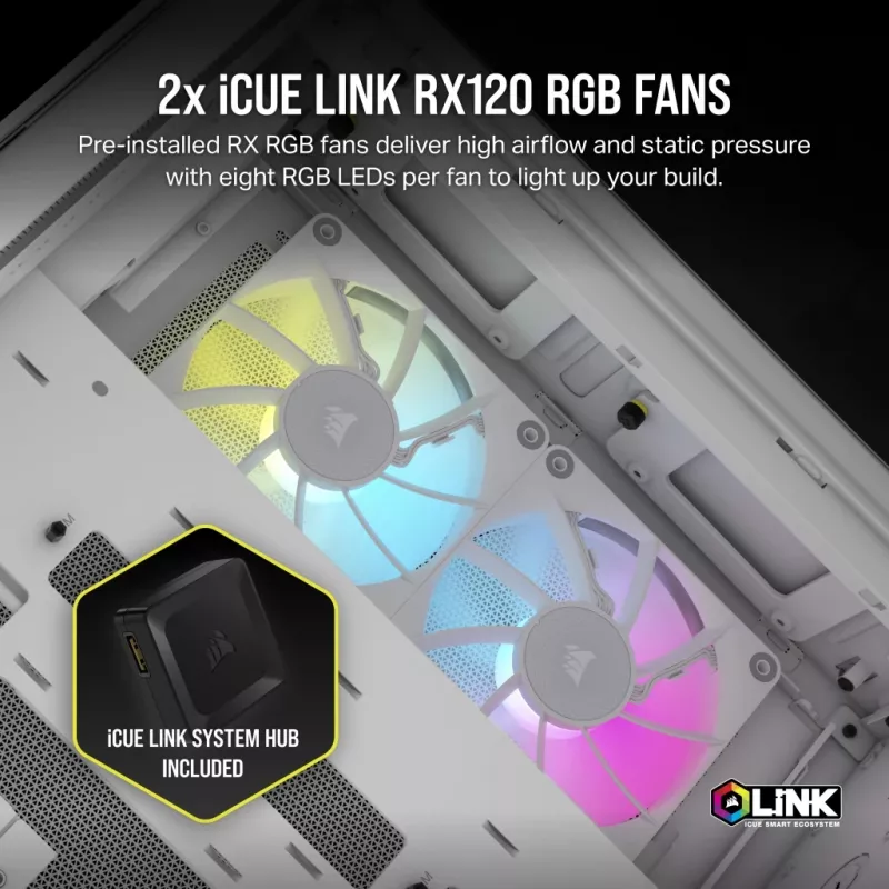 CORSAIR datora korpuss - Icue Link 2500x RGB Micro ATX dubultkameru balts