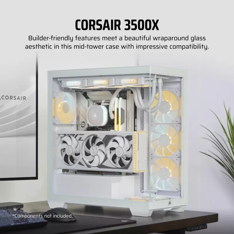 CORSAIR PC korpuss - 3500x Midi tornis - balts