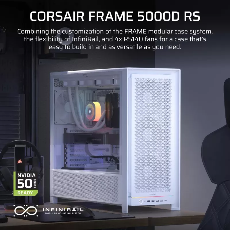 CORSAIR datora korpuss - Frame 5000D RS augstas gaisa plūsmas vidējā torņa korpuss - balts