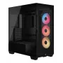 PC Midi Tower korpuss CORSAIR 3500X RS-R ARGB — Melns, rūdīts stikls, atbalsta ATX/EATX/Micro-ITX, 3x120 mm priekšējie ventilatori