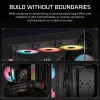 PC Midi Tower korpuss CORSAIR 3500X RS-R ARGB — Melns, rūdīts stikls, atbalsta ATX/EATX/Micro-ITX, 3x120 mm priekšējie ventilatori
