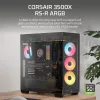 PC Midi Tower korpuss CORSAIR 3500X RS-R ARGB — Melns, rūdīts stikls, atbalsta ATX/EATX/Micro-ITX, 3x120 mm priekšējie ventilatori
