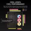 PC Midi Tower korpuss CORSAIR 3500X RS-R ARGB — Melns, rūdīts stikls, atbalsta ATX/EATX/Micro-ITX, 3x120 mm priekšējie ventilatori