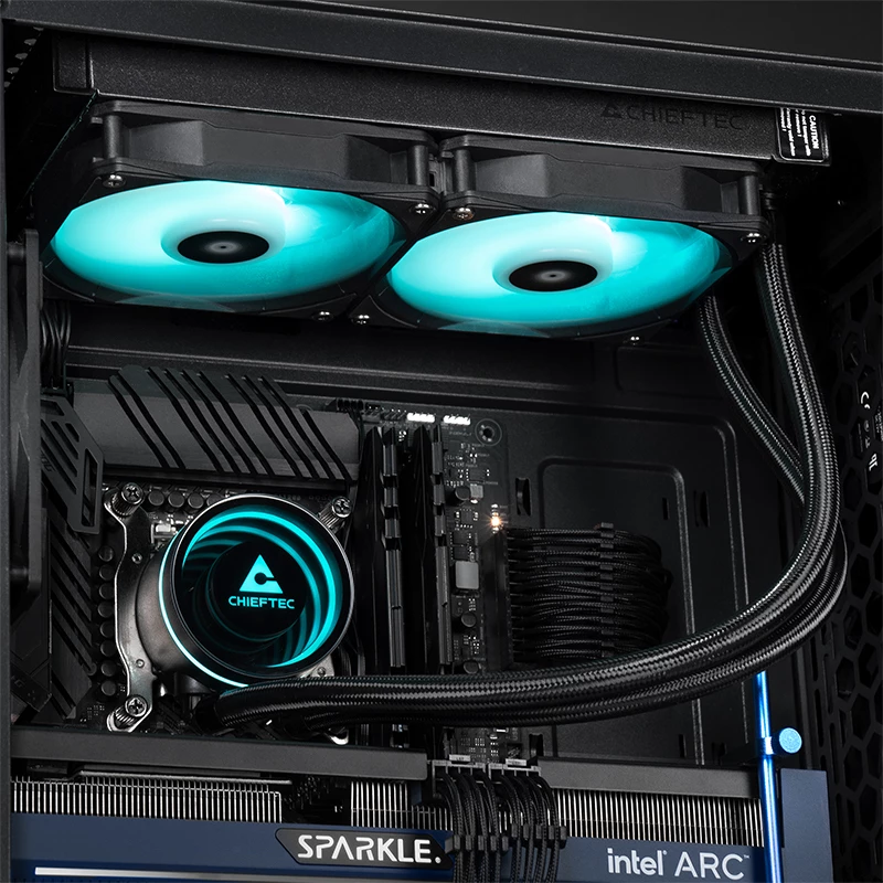 Šķidruma dzesētājs CHIEFTEC ICEBERG 240 RGB CLC-240-RGB — 240mm radiators, AIO, RGB apgaismojums