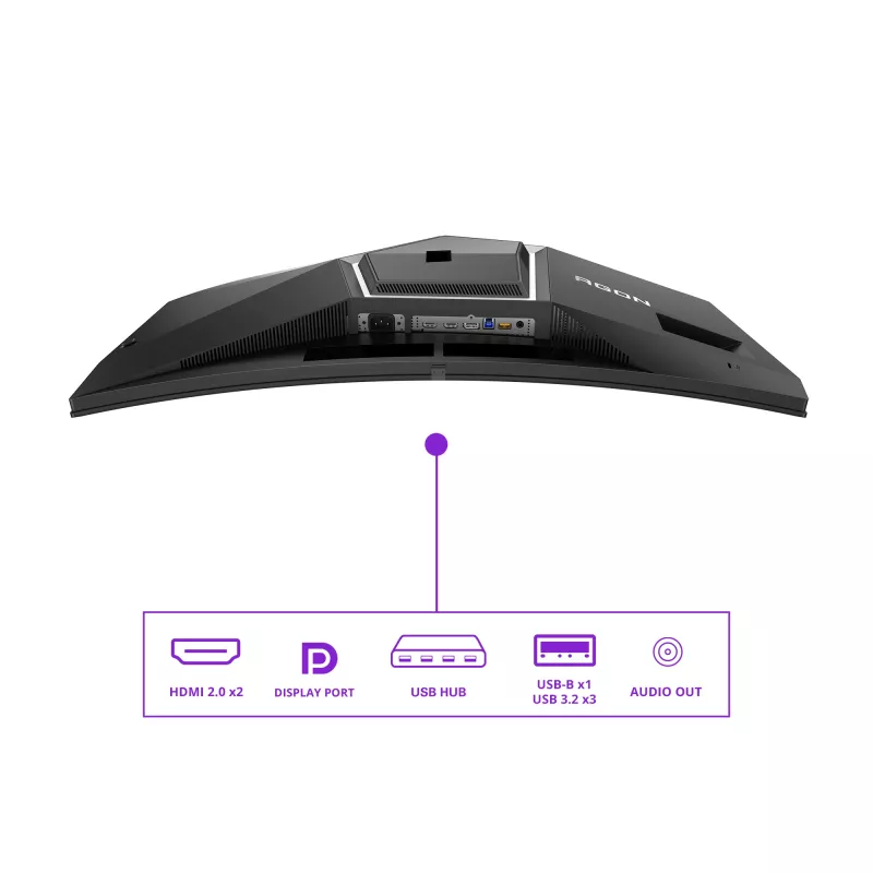 AOC AGON PRO AG346UCD datora monitors 86,4 cm (34 colli) 3440 x 1440 pikseļi Wide Quad HD QD-OLED Melns, Pelēks
