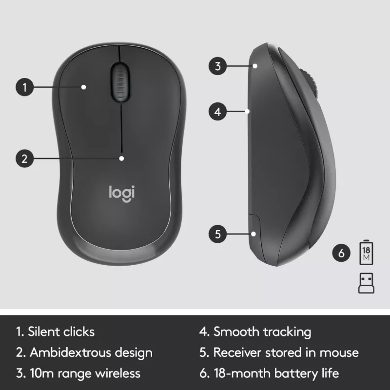 LOGITECH Mk295 Silent Wireless Combo Graphite Azerty Belgian