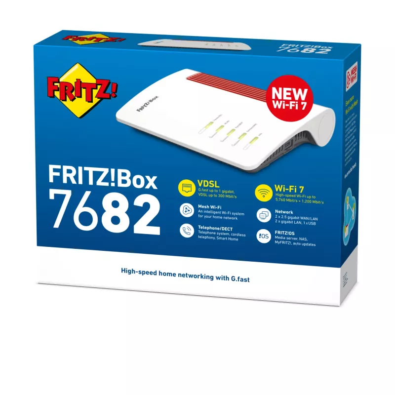 Box 7682 bezvadu maršrutētājs 2.5 Gigabit Ethernet divjoslu (2.4 GHz / 5 GHz) balts