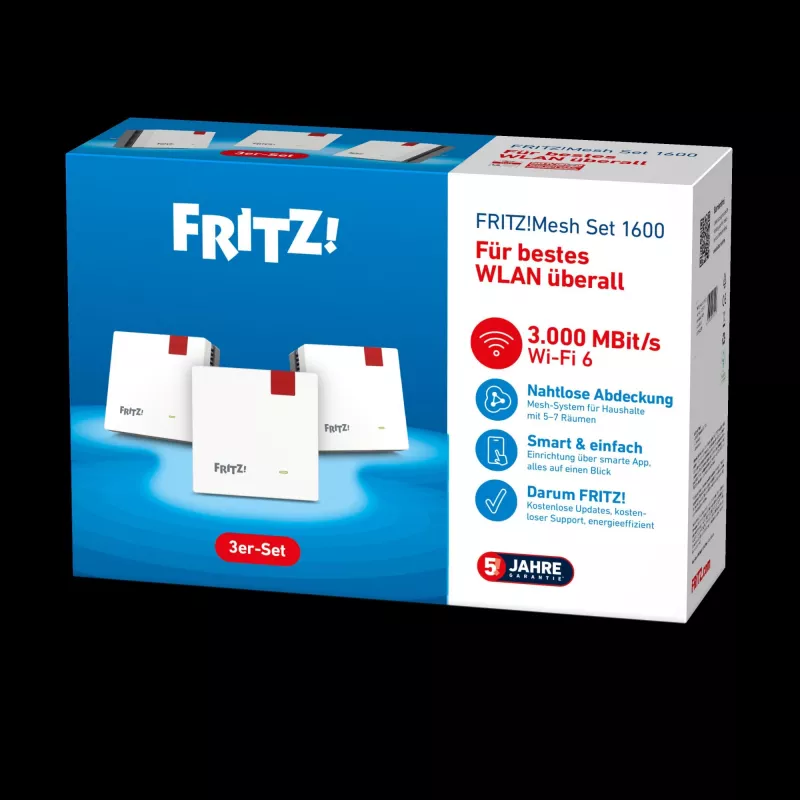 Mesh Set 1600 divjoslu (2,4 GHz / 5 GHz) Wi-Fi 6 (802.11ax), sarkans, balts, 1 iekšējā antena