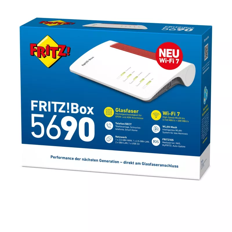 Box 5690 bezvadu maršrutētājs 2.5 Gigabit Ethernet divjoslu (2.4 GHz / 5 GHz) sarkans, balts