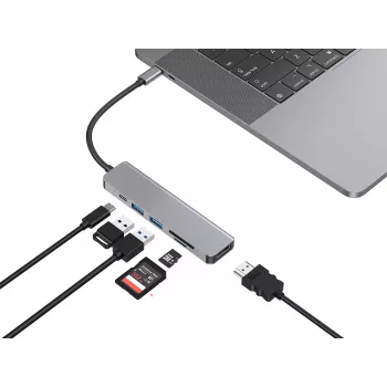 Conceptronic DONN02G klēpjdatora doks / pieslēgvietu pavairotājs USB 3.2 Gen 1 (3.1 Gen 1) Type-C alumīnijs