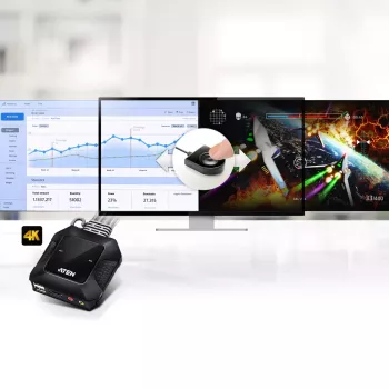 ATEN 2 portu USB 4K HDMI kabeļa KVM slēdzis ar tālvadības porta izvēlētāju