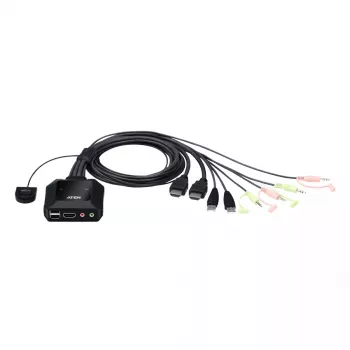ATEN 2 portu USB 4K HDMI kabeļa KVM slēdzis ar tālvadības porta izvēlētāju